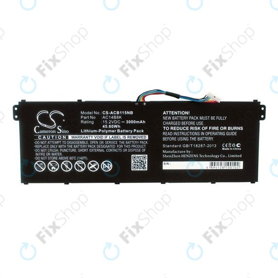 Батерия за Acer Aspire 5, 7 E5, V3, Chromebook 11, 13, 15, 3000mAh, Li-Pol, 15.2V, AC14B18K, HQ