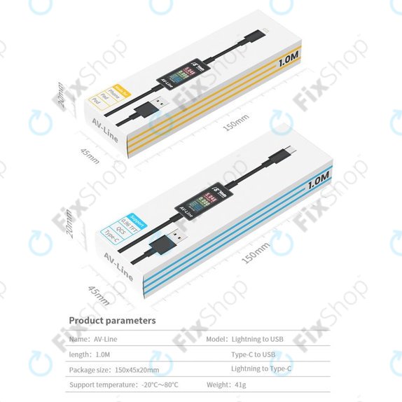 Интелигентен кабел за зареждане с детекция (Lightning – USB-C), AV-Line
