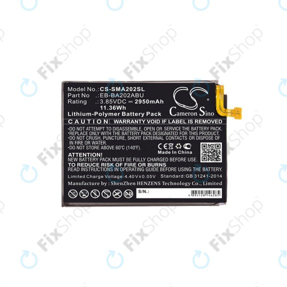 Батерия за Samsung A10e, A20e A202F, 2950mAh, Li-Pol, 3.85 V, EB-BA202ABU, HQ