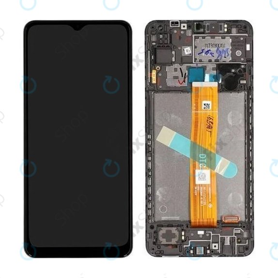 дисплей за Samsung A12 A127F, A032F, Тъчскрийн и рамка, GH82-26485A, GH82-26486A, (Black) , Genuine Service Pack