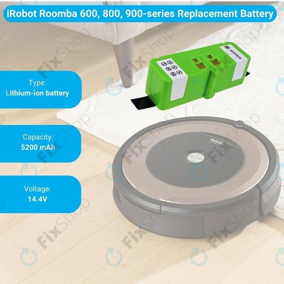 Батерия за iRobot Roomba 600, 800, 900-series, 4502233, 4374392, 2130LI, Li-Ion 14.4V 5200mAh, HQ