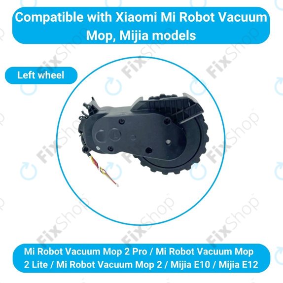 Колело с мотор ляво за Xiaomi Mijia E10, E12, Mi Robot Vacuum Mop 2 Lite, 2 Pro, Black, Черен