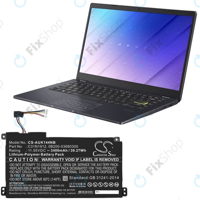 Батерия за Asus Vivobook 14, E510, 3400mAh, Li-Pol, 11.55V, C31N1912, HQ