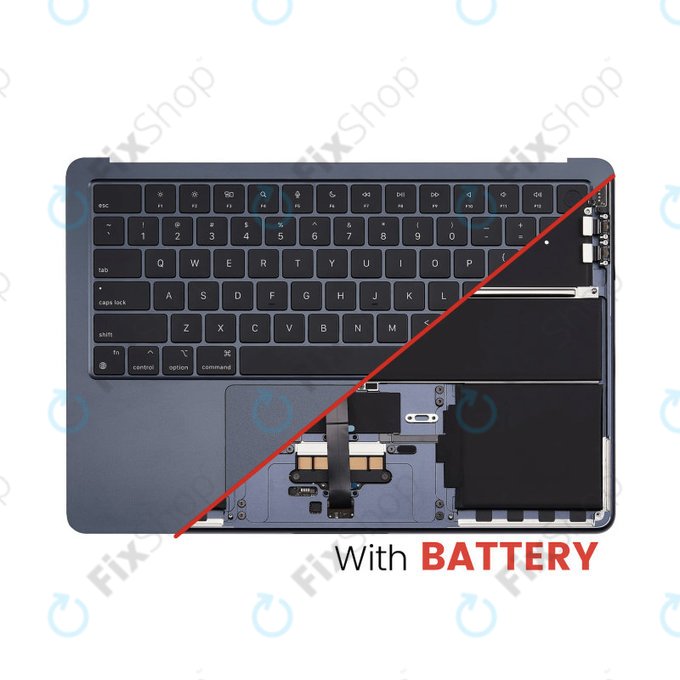 Горен корпус с клавиатура за MacBook Air 13", A3113 (2024), с US клавиатура и батерия, Midnight, 661-40230, Genuine Apple