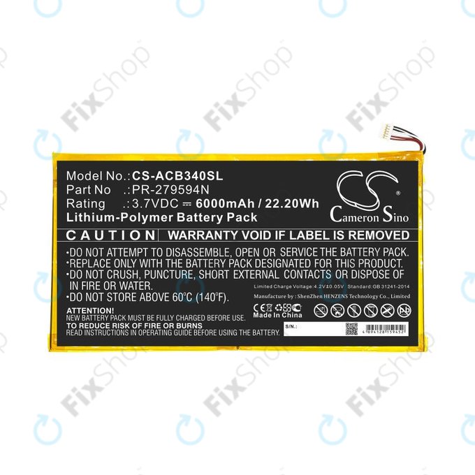 Батерия за Acer Iconia One 10 B3-A40, 6000mAh, Li-Pol, 3.7V, PR-279594N, HQ