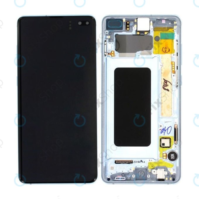 дисплей за Samsung S10 Plus G975F, Тъчскрийн и рамка, GH82-18849C, GH82-18834C, Prism Blue, Genuine Service Pack