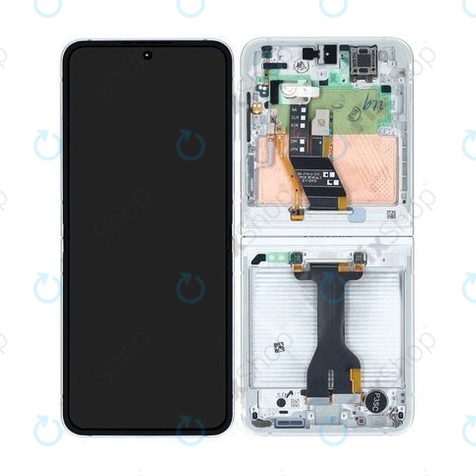 дисплей за Samsung Z Flip 6 F741B, Тъчскрийн и рамка, GH82-35014F, бял, White, Genuine Service Pack