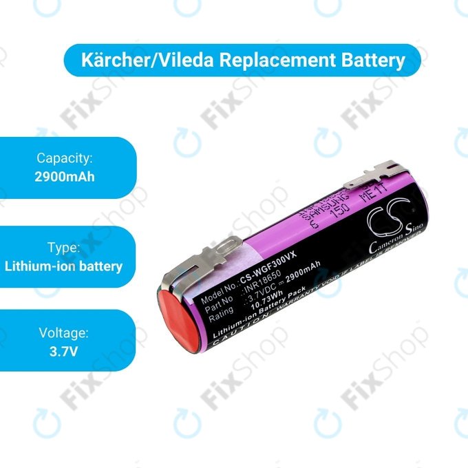 Батерия за Karcher WV1, WV2, WV2 Plus, WV2 Premium, WV50 Plus, WV70 Plus, INR18650, Li-Ion 3.7V 2900mAh, HQ