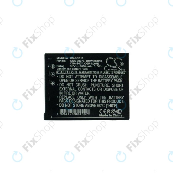 Батерия за Panasonic Lumix DMC-TZ1, TZ2, TZ3, TZ4, TZ5, TZ11, TZ15, TZ50, 1000mAh, Li-Ion, CGA-S007 / CGR-S007, HQ
