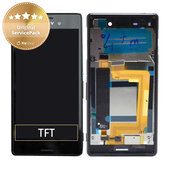дисплей за Sony Xperia M4 Aqua Dual E2333, Тъчскрийн и рамка, черен, Black, 124TUL0015A, 124TUL0011A, Genuine Service Pack