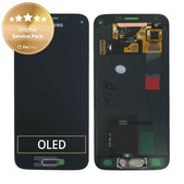 дисплей OLED за Samsung S5 Mini G800F, Тъчскрийн без рамка, GH97-16147A, Charcoal Black, Genuine Service Pack