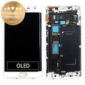 дисплей за Samsung Note Edge N915FY, Тъчскрийн и рамка, бял, White, GH97-16636B, Genuine Service Pack