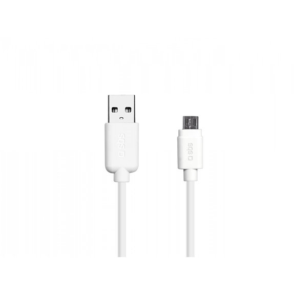 Кабел Micro-USB / USB, 1m, Бял, White, SBS