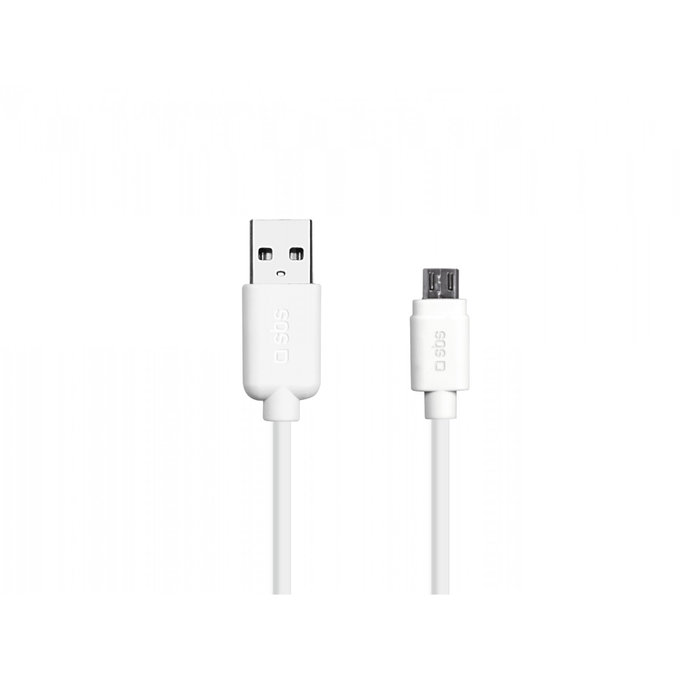 Кабел Micro-USB / USB, 1m, Бял, White, SBS