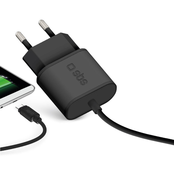 10W заряден адаптер с USB-C, Черно, Black, SBS
