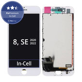 Дисплей In-Cell за iPhone 8, SE (2020), SE (2022), White, Тъчскрийн с рамка, FixPremium