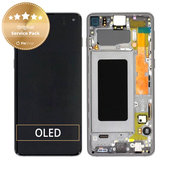 дисплей за Samsung S10 G973F, GH82-18850A, GH82-18835A, GH82-18860A, Тъчскрийн и рамка, Prism Black, Genuine Service Pack
