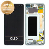 дисплей за Samsung S10 Plus G975F, GH82-18849E, GH82-18834E, GH82-18857E, Тъчскрийн и рамка, Prism Green, Genuine Service Pack