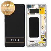 дисплей за Samsung S10 Plus G975F, GH82-18849B, GH82-18834G, GH82-18849G, GH82-18834B, Тъчскрийн и рамка, Prism White, Genuine Service Pack