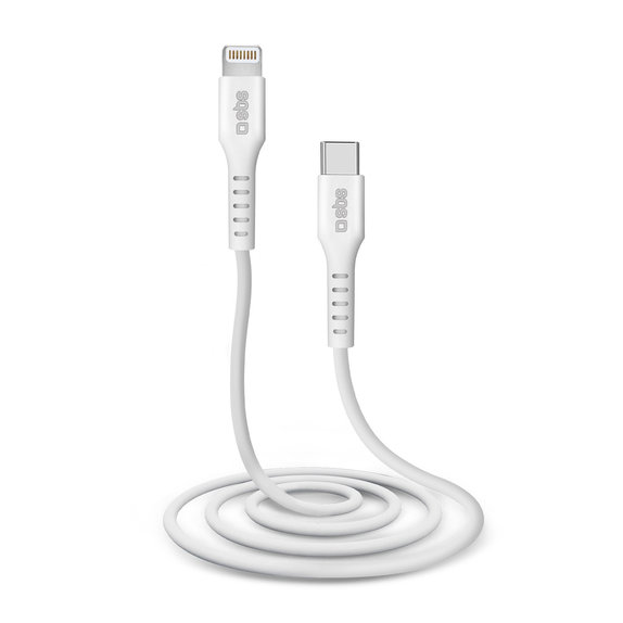 Кабел Lightning / USB-C, 1m, Бял, White, SBS