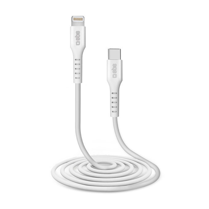 Кабел Lightning / USB-C, 2m, Бял, White, SBS