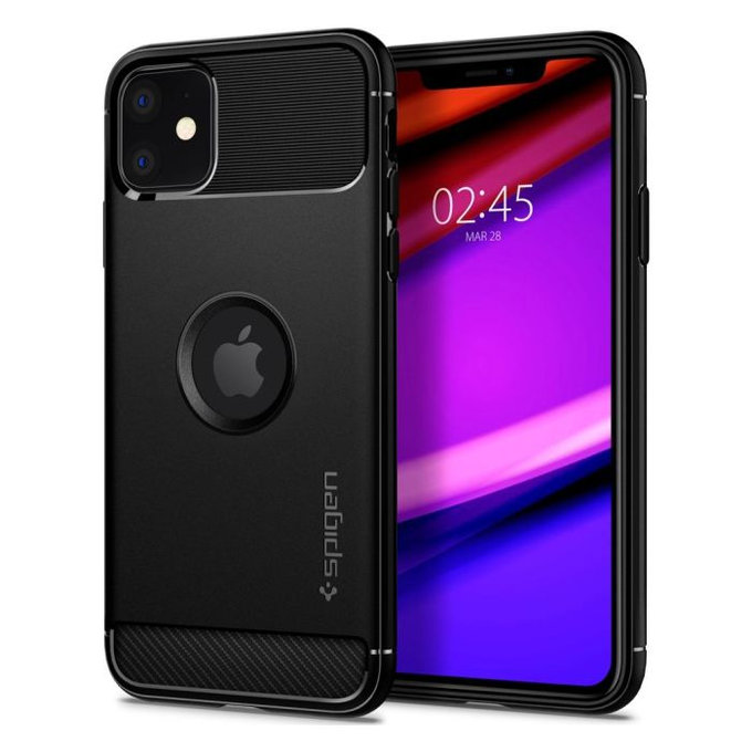 Калъф Rugged Armor за iPhone 11, Черно, Black, Spigen