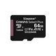 MicroSDXC карта памет Canvas Select Plus 64 GB + SD адаптер, Kingston