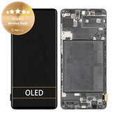 дисплей за Samsung A71 A715F, Тъчскрийн и рамка, GH82-22152A, GH82-22248A, Prism Crush Black, Genuine Service Pack