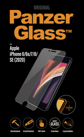 Закалено стъкло стандартно за iPhone SE 2020, 8, 7, 6s и 6, Прозрачен, Transparent