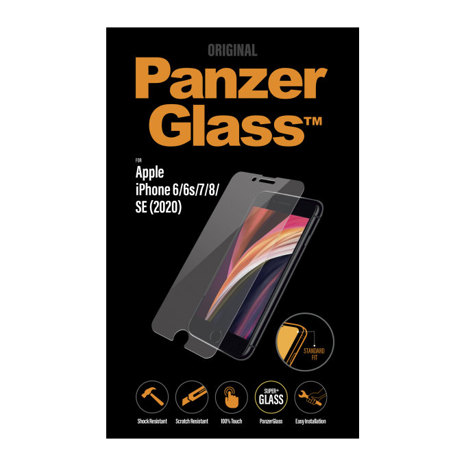 Закалено стъкло стандартно за iPhone SE 2020, 8, 7, 6s и 6, Прозрачен, Transparent