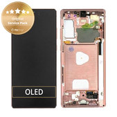 дисплей за Samsung Note 20 N980B, Тъчскрийн и рамка, GH82-23495B, GH82-23733B, Mystic Bronze, Genuine Service Pack