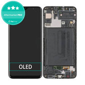 дисплей OLED за Samsung A30s A307F, Тъчскрийн и рамка, Prism Crush Black
