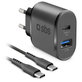 18W заряден адаптер USB, USB-C + USB-C / USB-C кабел, Черно, Black, SBS