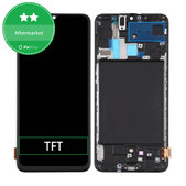 дисплей за Samsung A70 A705F, Тъчскрийн и рамка, черен, Black, TFT