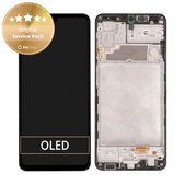 дисплей за Samsung A22 A225F, Тъчскрийн и рамка, GH82-25944A, GH82-26047A, черен, Black, Genuine Service Pack