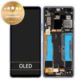 дисплей за Sony Xperia 10 III, Тъчскрийн и рамка, A5034094A, Blue, Genuine Service Pack