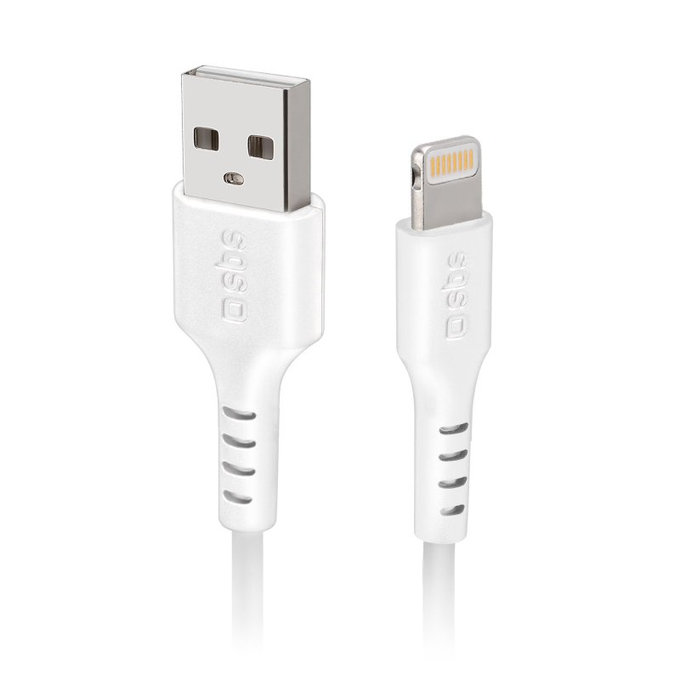 Кабел Lightning / USB, 1m, Бял, White, SBS