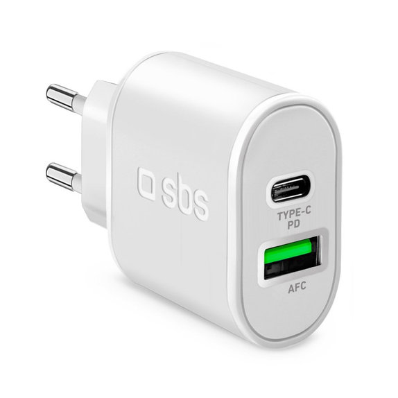 20W заряден адаптер USB, USB-C, Бял, White, SBS