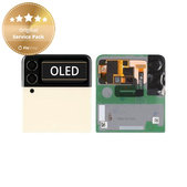 дисплей за Samsung Z Flip 3 F711B, Тъчскрийн и рамка, външен, GH97-26773B, Cream, Genuine Service Pack