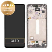 дисплей за Samsung A52s 5G A528B, Тъчскрийн и рамка, GH82-26861D, GH82-26863D, GH82-26910D, GH82-26909D, Awesome White, Genuine Service Pack