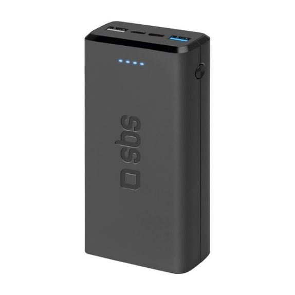 Външна батерия 20 000 mAh, 2x USB, 2,1A, Черно, Black, SBS