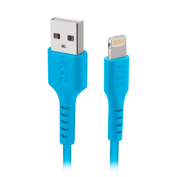 Кабел Lightning / USB, 1m, Синьо, Blue, SBS