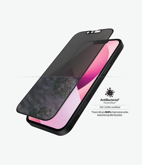 Закалено стъкло съвместимо с калъф с поверителност AB за iPhone 13 mini, Черно, Black