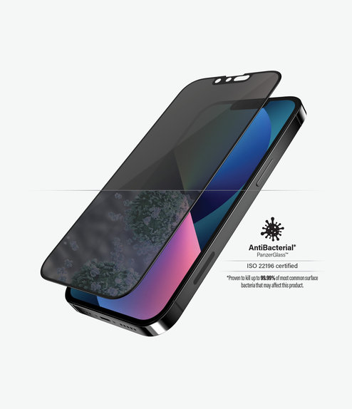 Закалено стъкло съвместимо с калъф с поверителност AB за iPhone 13, 13 Pro и 14, Черно, Black