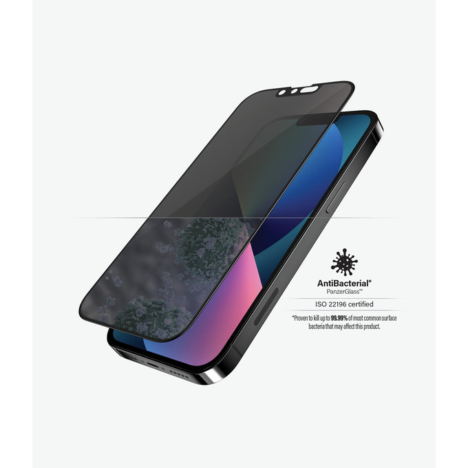 Закалено стъкло съвместимо с калъф с поверителност AB за iPhone 13, 13 Pro и 14, Черно, Black