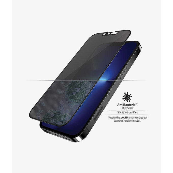 Закалено стъкло съвместимо с калъф с поверителност AB за iPhone 13 Pro Max и 14 Plus, Черно, Black