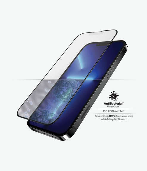 Закалено стъкло съвместимо с калъф против отблясъци AB за iPhone 13 Pro Max и 14 Plus, Черно, Black