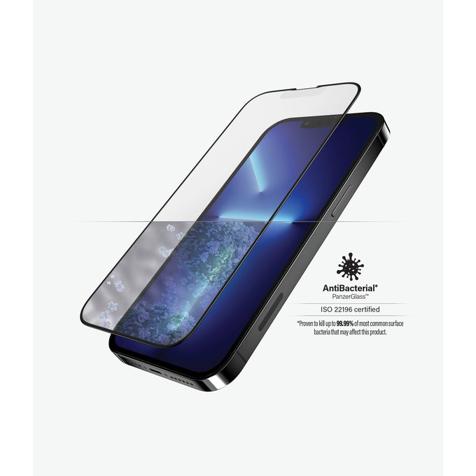 Закалено стъкло съвместимо с калъф против отблясъци AB за iPhone 13 Pro Max и 14 Plus, Черно, Black