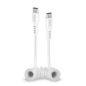 USB-C / USB-C кабел, 1m, спирален, Бял, White, SBS