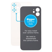 задния капак с голям отвор за камера за iPhone 12 Mini, бял, White